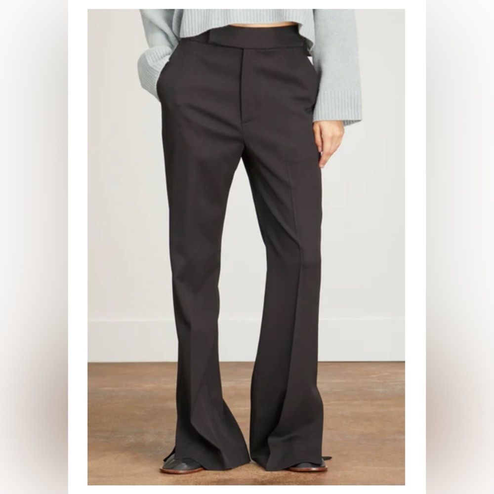 LOULOU STUDIO Baltrum Black Wool-blend Wide-leg Pants Slit Hem Women Size M